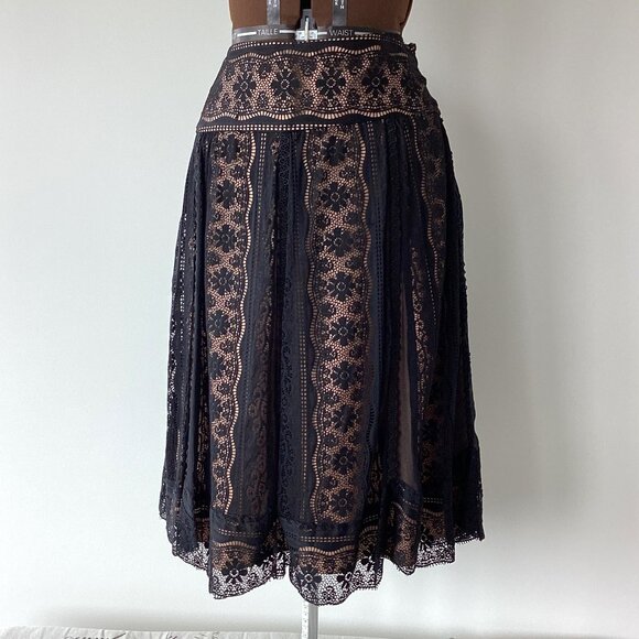 Black Lace Skirt with Gold Lining - Picture 1 of 6